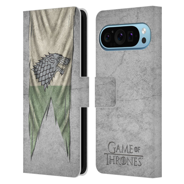 HBO Game of Thrones Sigil Flags Stark Leather Book Wallet Case Cover For Google Pixel 9 / Pixel 9 Pro