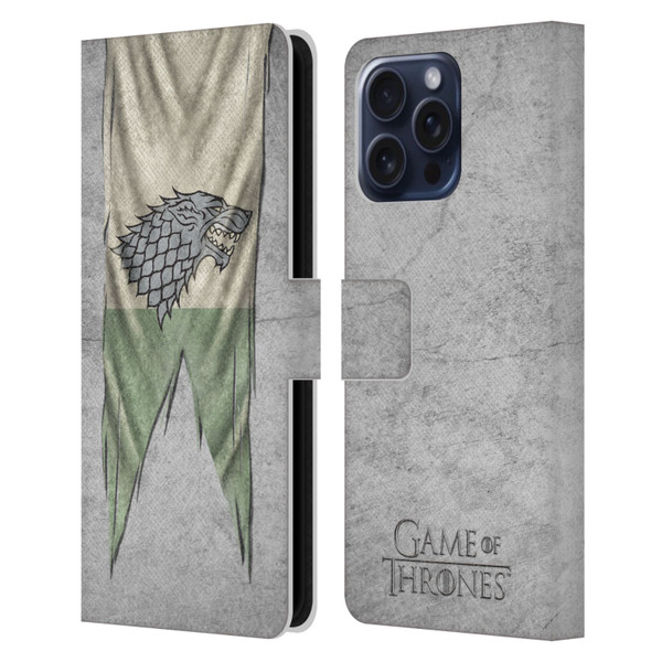 HBO Game of Thrones Sigil Flags Stark Leather Book Wallet Case Cover For Apple iPhone 16 Pro Max