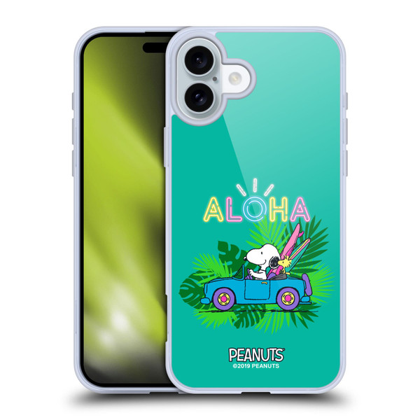 Peanuts Snoopy Aloha Disco Tropical Surf Soft Gel Case for Apple iPhone 16 Plus & MagSafe