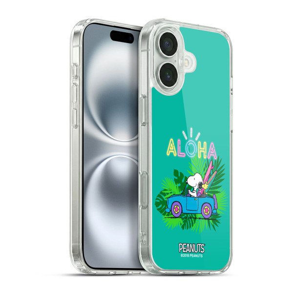 Peanuts Snoopy Aloha Disco Tropical Surf Soft Gel Case for Apple iPhone 16 Plus & MagSafe