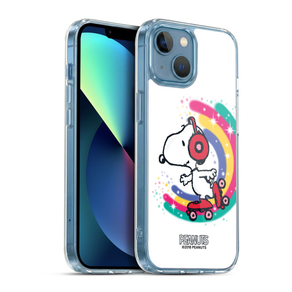 Peanuts Snoopy Boardwalk Airbrush Colourful Skating Soft Gel Case for Apple iPhone 13 Mini & MagSafe