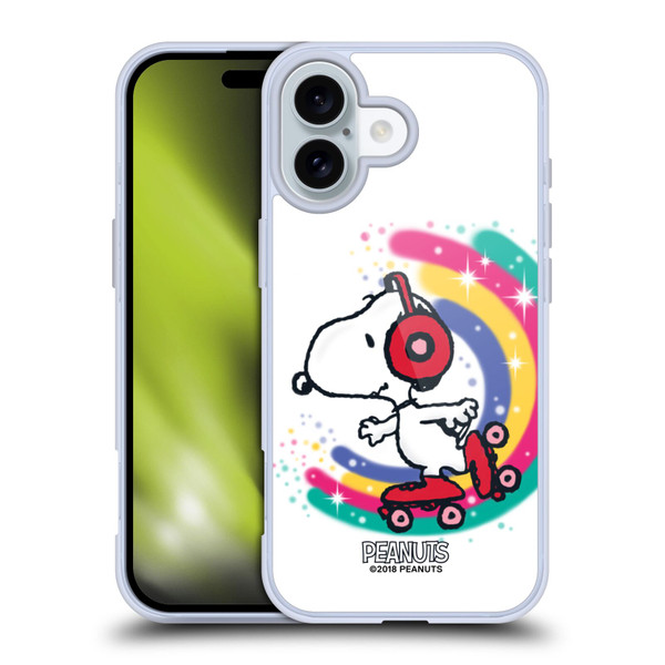 Peanuts Snoopy Boardwalk Airbrush Colourful Skating Soft Gel Case for Apple iPhone 16