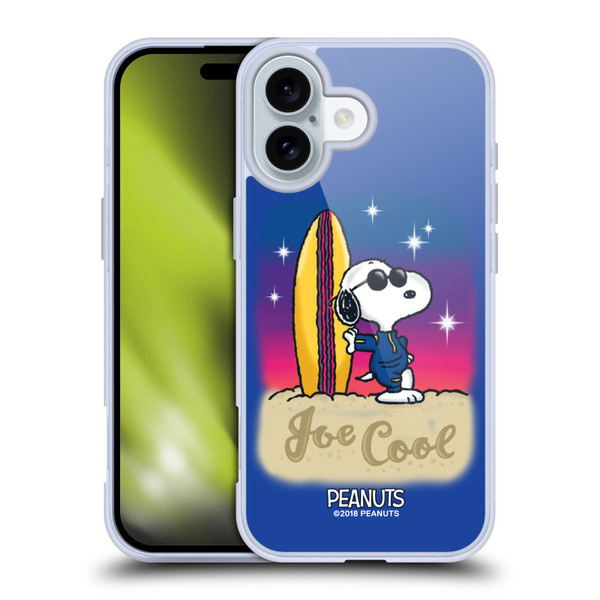Peanuts Snoopy Boardwalk Airbrush Joe Cool Surf Soft Gel Case for Apple iPhone 16 & MagSafe