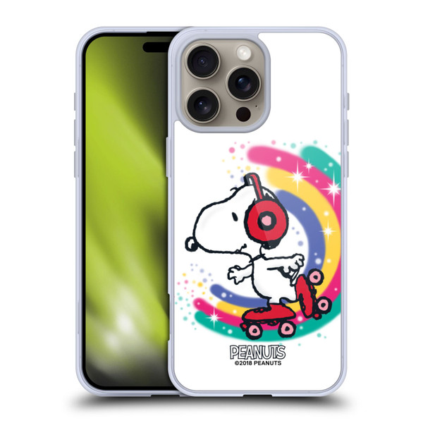 Peanuts Snoopy Boardwalk Airbrush Colourful Skating Soft Gel Case for Apple iPhone 16 Pro Max