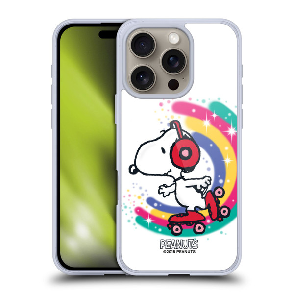 Peanuts Snoopy Boardwalk Airbrush Colourful Skating Soft Gel Case for Apple iPhone 16 Pro