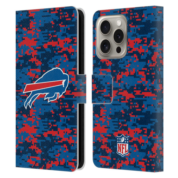 NFL Buffalo Bills Graphics Digital Camouflage Leather Book Wallet Case Cover For Apple iPhone 16 Pro