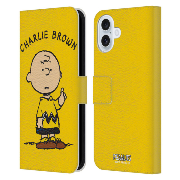 Peanuts Characters Charlie Brown Leather Book Wallet Case Cover For Apple iPhone 16 Plus