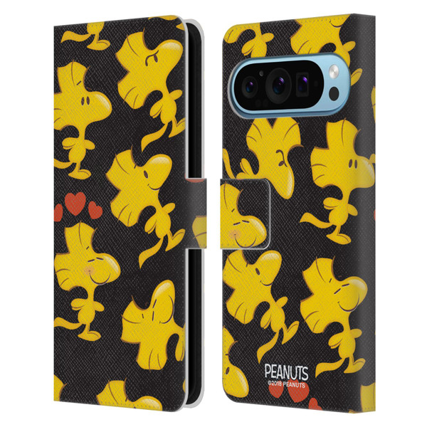 Peanuts Character Patterns Woodstock Leather Book Wallet Case Cover For Google Pixel 9 / Pixel 9 Pro