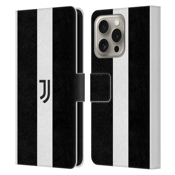 Juventus Football Club Lifestyle 2 Bold White Stripe Leather Book Wallet Case Cover For Apple iPhone 16 Pro