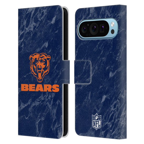 NFL Chicago Bears Graphics Coloured Marble Leather Book Wallet Case Cover For Google Pixel 9 / Pixel 9 Pro