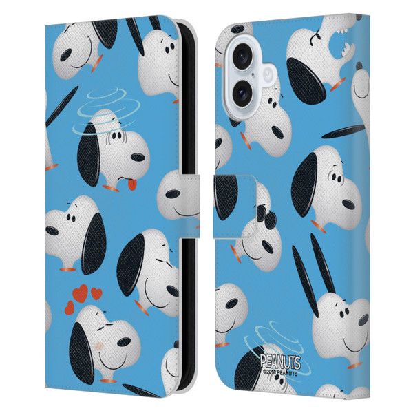 Peanuts Character Patterns Snoopy Leather Book Wallet Case Cover For Apple iPhone 16 Plus