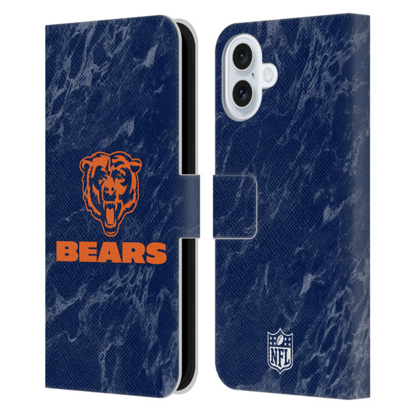 NFL Chicago Bears Graphics Coloured Marble Leather Book Wallet Case Cover For Apple iPhone 16 Plus