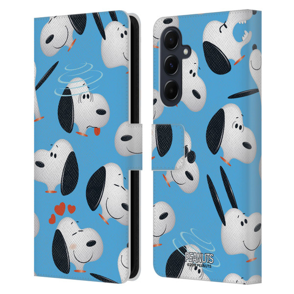 Peanuts Character Patterns Snoopy Leather Book Wallet Case Cover For Samsung Galaxy A55 5G