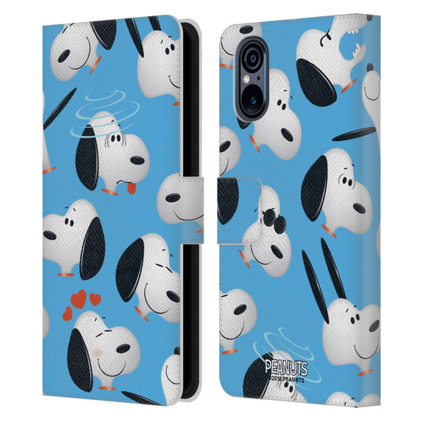 Peanuts Character Patterns Snoopy Leather Book Wallet Case Cover For Sony Xperia 5 V 5G