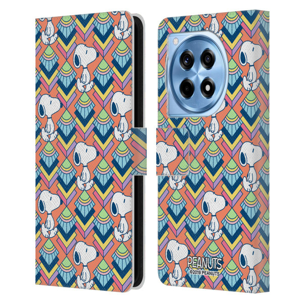 Peanuts Snoopy Deco Dreams Orange Pattern Leather Book Wallet Case Cover For OnePlus 12R