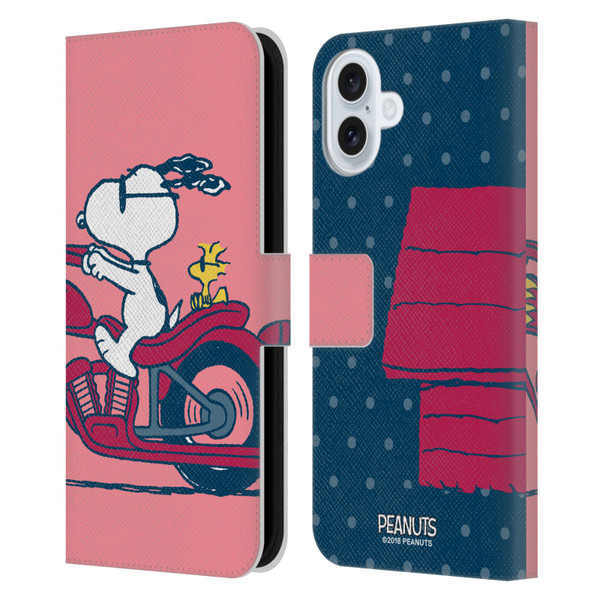 Peanuts Halfs And Laughs Snoopy & Woodstock Leather Book Wallet Case Cover For Apple iPhone 16 Plus
