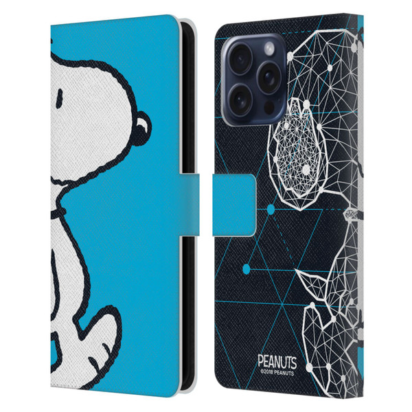 Peanuts Halfs And Laughs Snoopy Geometric Leather Book Wallet Case Cover For Apple iPhone 16 Pro Max