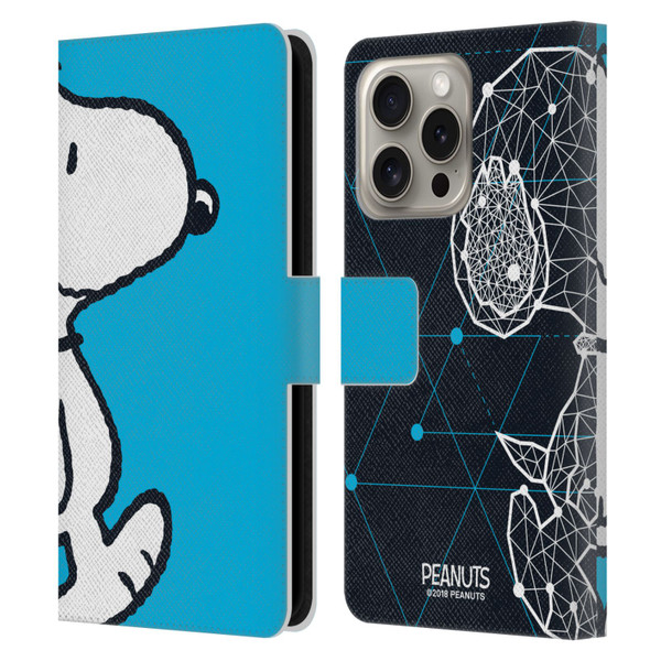 Peanuts Halfs And Laughs Snoopy Geometric Leather Book Wallet Case Cover For Apple iPhone 16 Pro