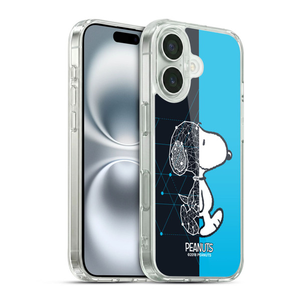 Peanuts Halfs And Laughs Snoopy Geometric Soft Gel Case for Apple iPhone 16 & MagSafe