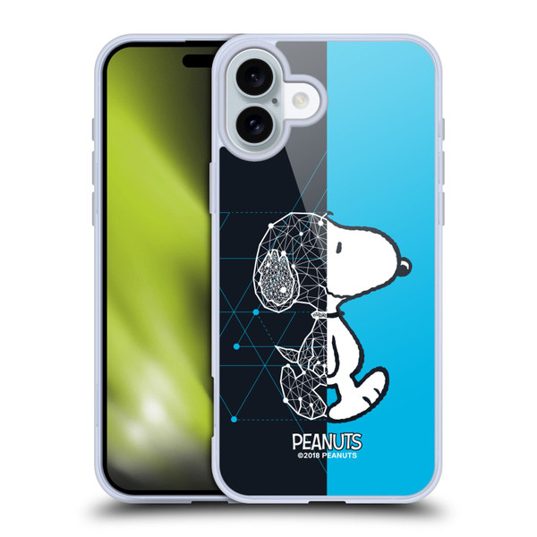 Peanuts Halfs And Laughs Snoopy Geometric Soft Gel Case for Apple iPhone 16 Plus & MagSafe