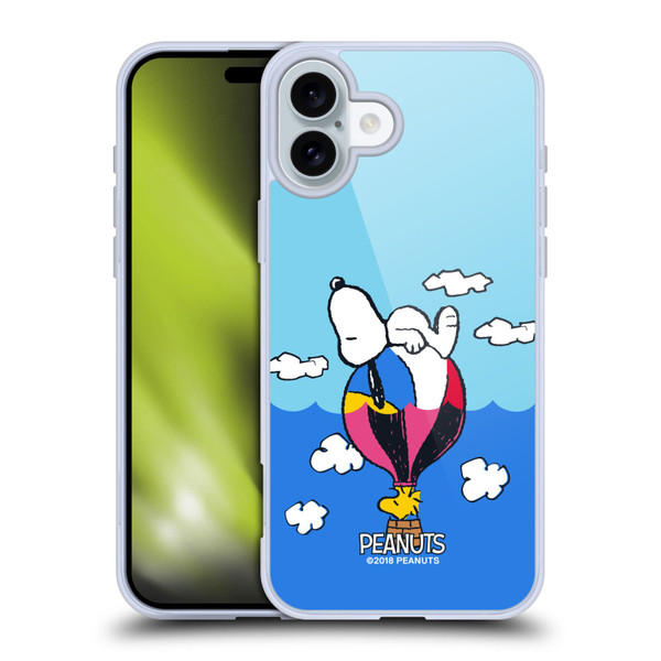 Peanuts Halfs And Laughs Snoopy & Woodstock Balloon Soft Gel Case for Apple iPhone 16 Plus