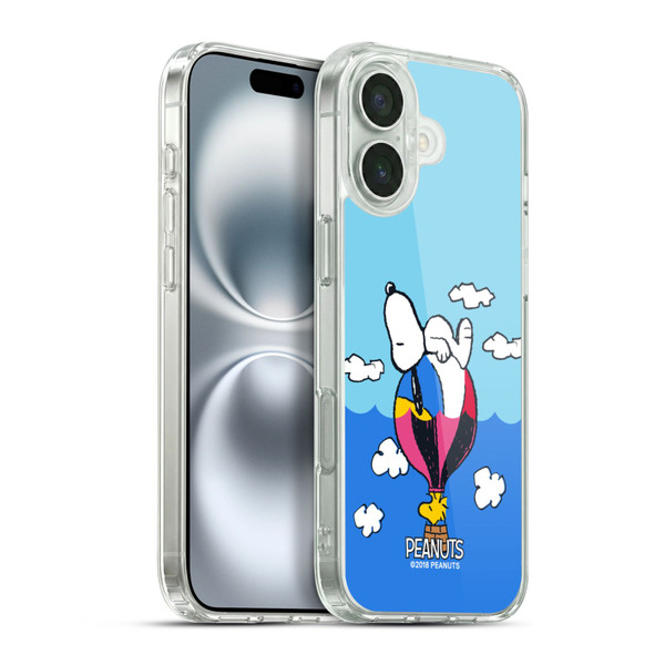 Peanuts Halfs And Laughs Snoopy & Woodstock Balloon Soft Gel Case for Apple iPhone 16 Plus & MagSafe