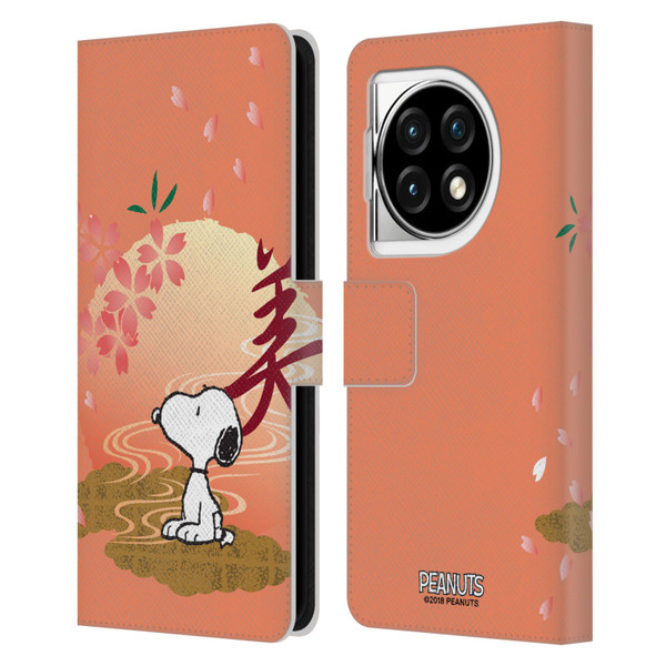 Peanuts Oriental Snoopy Sakura Leather Book Wallet Case Cover For OPPO OnePlus Ace 3 5G