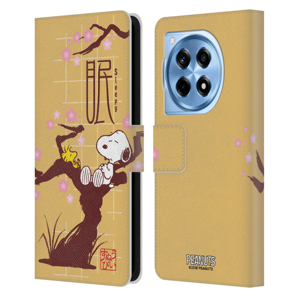 Peanuts Oriental Snoopy Sleepy Leather Book Wallet Case Cover For OnePlus 12R
