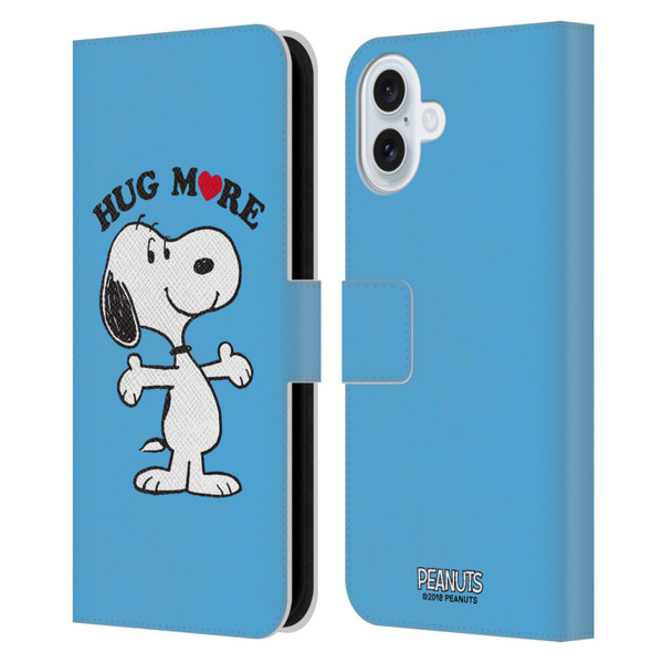 Peanuts Snoopy Hug More Leather Book Wallet Case Cover For Apple iPhone 16 Plus