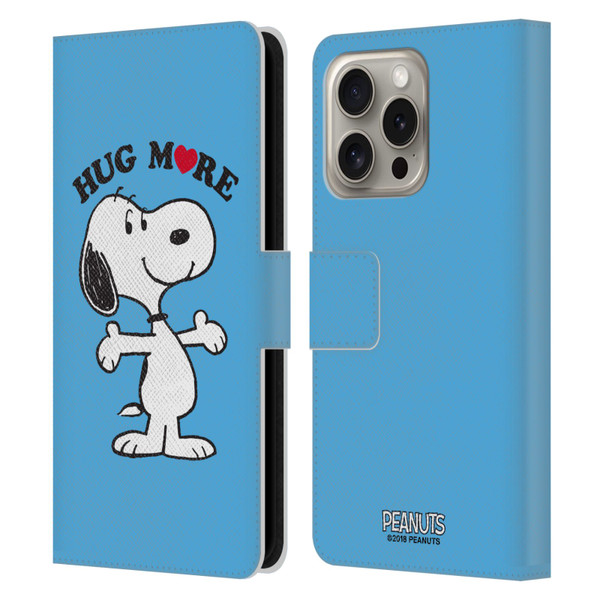 Peanuts Snoopy Hug More Leather Book Wallet Case Cover For Apple iPhone 16 Pro