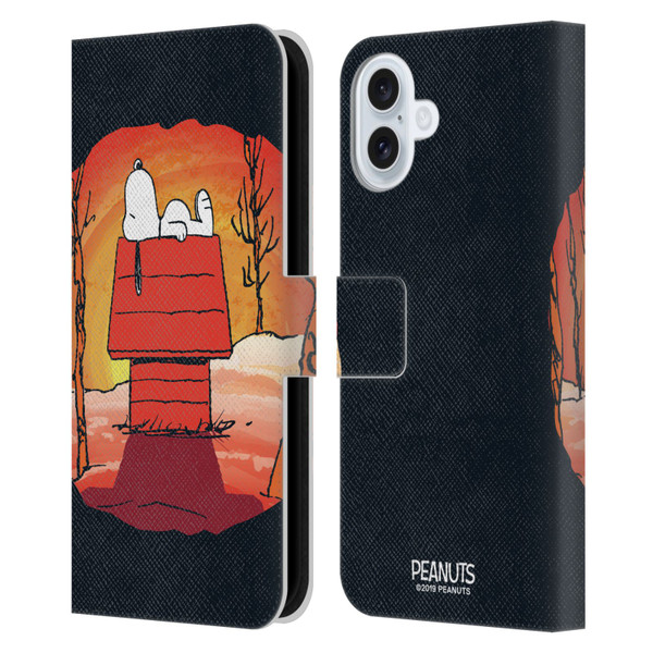 Peanuts Spooktacular Snoopy Leather Book Wallet Case Cover For Apple iPhone 16 Plus