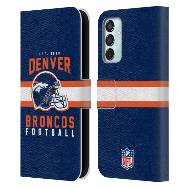NFL Denver Broncos Graphics Helmet Typography Leather Book Wallet Case Cover For Samsung Galaxy M15/F15 5G
