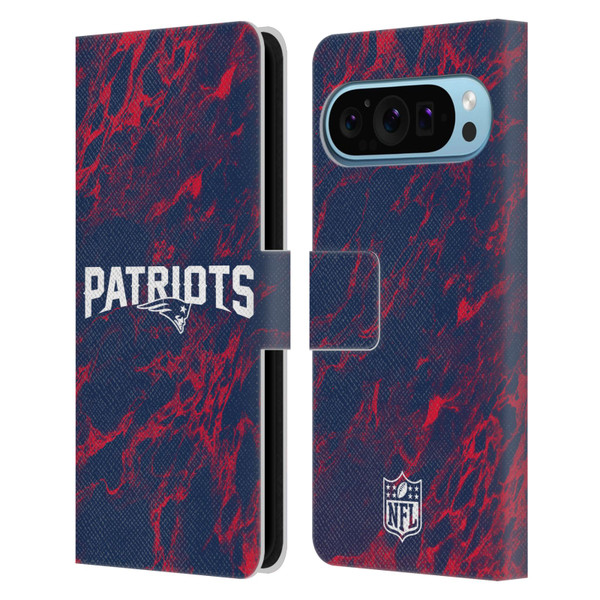 NFL New England Patriots Graphics Coloured Marble Leather Book Wallet Case Cover For Google Pixel 9 / Pixel 9 Pro