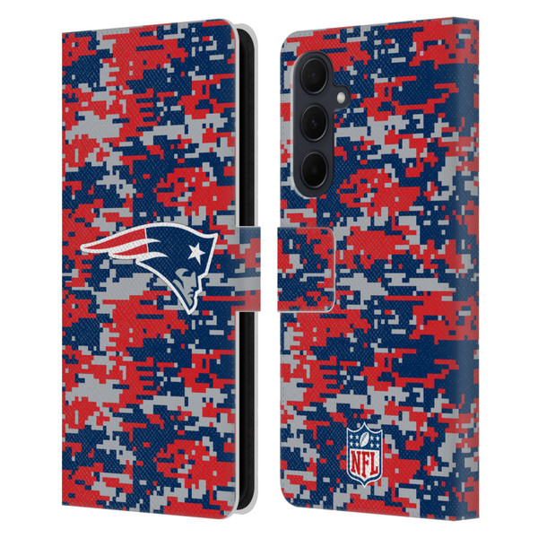 NFL New England Patriots Graphics Digital Camouflage Leather Book Wallet Case Cover For Samsung Galaxy A35 5G