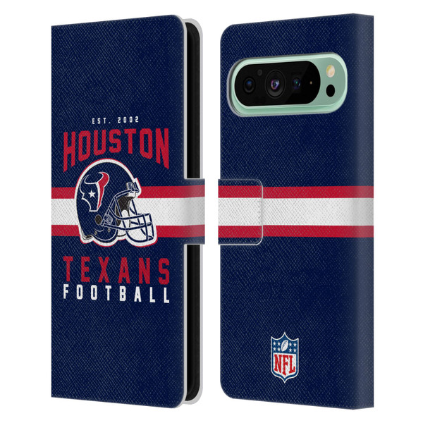 NFL Houston Texans Graphics Helmet Typography Leather Book Wallet Case Cover For Google Pixel 9 Pro XL