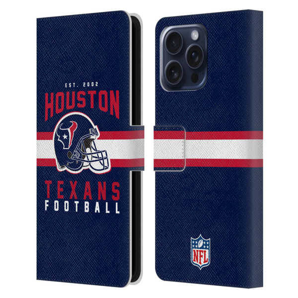 NFL Houston Texans Graphics Helmet Typography Leather Book Wallet Case Cover For Apple iPhone 16 Pro Max