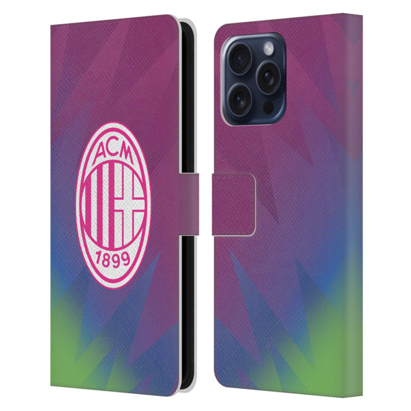 AC Milan 2023/24 Crest Kit Third Leather Book Wallet Case Cover For Apple iPhone 16 Pro Max