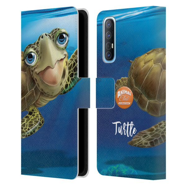 Animal Club International Underwater Sea Turtle Leather Book Wallet Case Cover For OPPO Find X2 Neo 5G