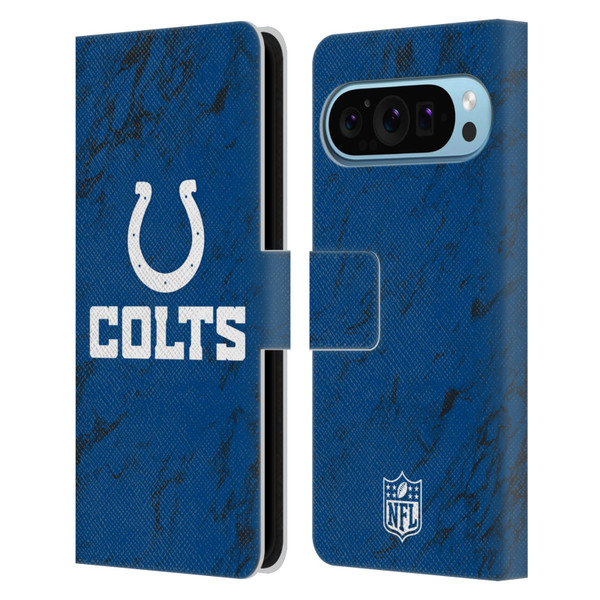NFL Indianapolis Colts Graphics Coloured Marble Leather Book Wallet Case Cover For Google Pixel 9 / Pixel 9 Pro