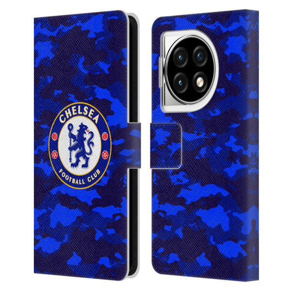 Chelsea Football Club Crest Camouflage Leather Book Wallet Case Cover For OPPO OnePlus Ace 3 5G
