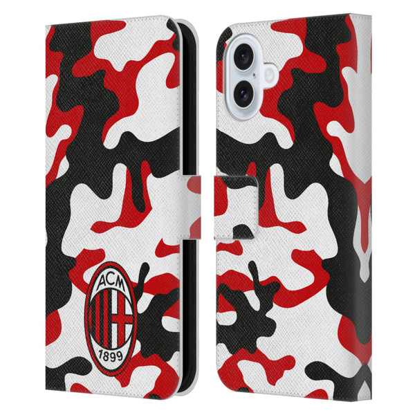 AC Milan Crest Patterns Camouflage Leather Book Wallet Case Cover For Apple iPhone 16 Plus