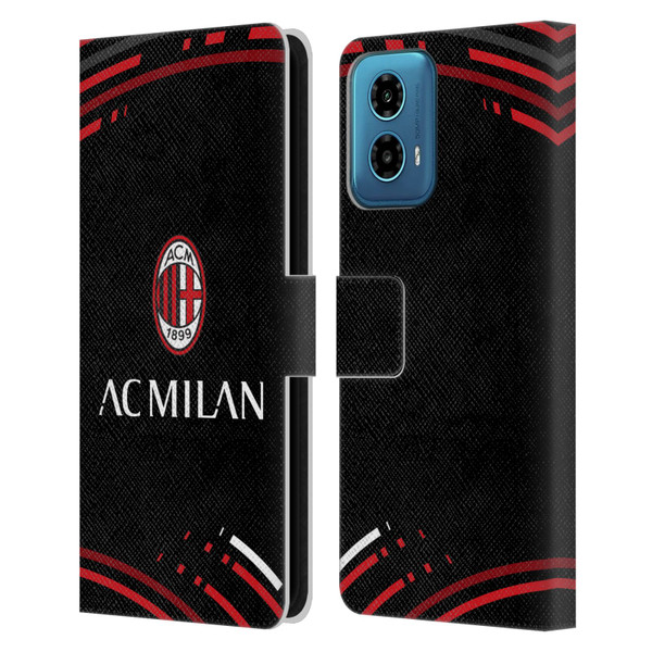 AC Milan Crest Patterns Curved Leather Book Wallet Case Cover For Motorola Moto G34 5G