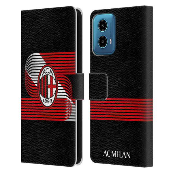 AC Milan Crest Patterns Diagonal Leather Book Wallet Case Cover For Motorola Moto G34 5G