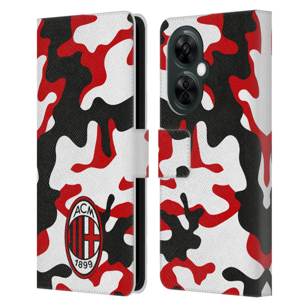 AC Milan Crest Patterns Camouflage Leather Book Wallet Case Cover For OnePlus Nord CE 3 Lite 5G