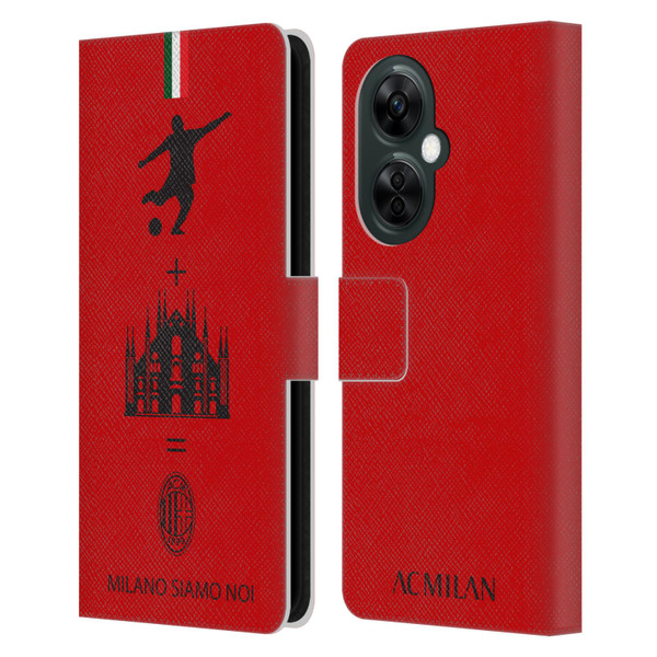 AC Milan Crest Patterns Red Leather Book Wallet Case Cover For OnePlus Nord CE 3 Lite 5G