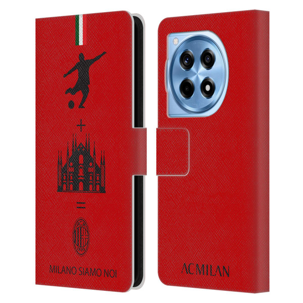 AC Milan Crest Patterns Red Leather Book Wallet Case Cover For OnePlus 12R