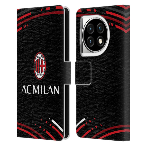 AC Milan Crest Patterns Curved Leather Book Wallet Case Cover For OPPO OnePlus Ace 3 5G