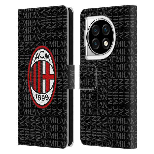 AC Milan Crest Patterns Red And Grey Leather Book Wallet Case Cover For OPPO OnePlus Ace 3 5G