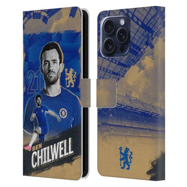 Chelsea Football Club 2023/24 First Team Ben Chilwell Leather Book Wallet Case Cover For Apple iPhone 16 Pro Max