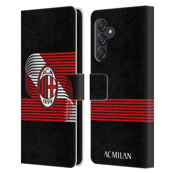 AC Milan Crest Patterns Diagonal Leather Book Wallet Case Cover For Samsung Galaxy M55 5G